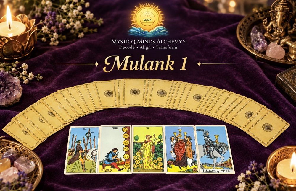 Mulank 1 October 2026 tarot spread with the five drawn cards