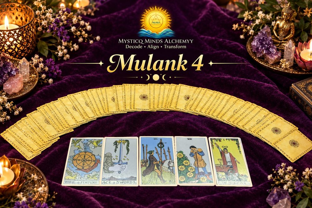 Mulank 4 October 2026 tarot spread with the five drawn cards