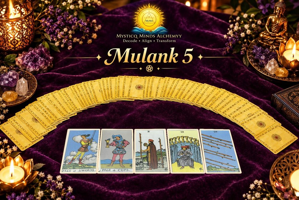 Mulank 5 October 2026 tarot spread with the five drawn cards
