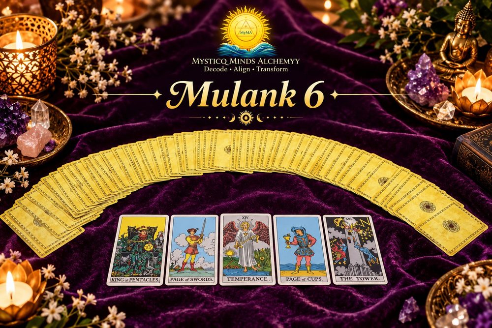 Mulank 6 October 2026 tarot spread with the five drawn cards