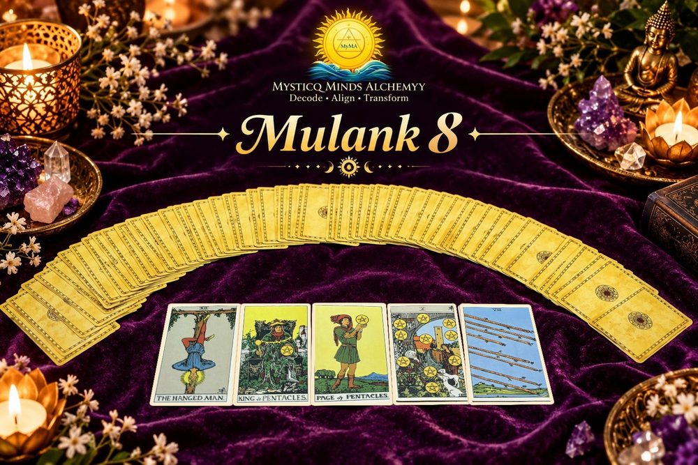 Mulank 8 October 2026 tarot spread with the five drawn cards
